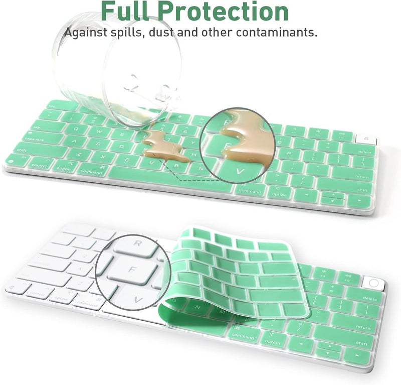 Allinside Silicone Keyboard Cover for iMac Magic Keyboard A2449/A2450, Protective Skin for iMac 24" Wireless Keyboard Released in 2021, US Layout, Light Green - Image 4
